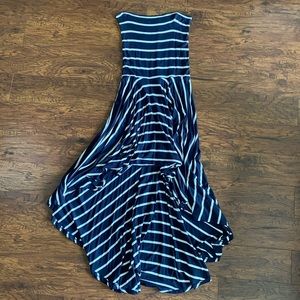 Hi-low strapless dress striped pattern